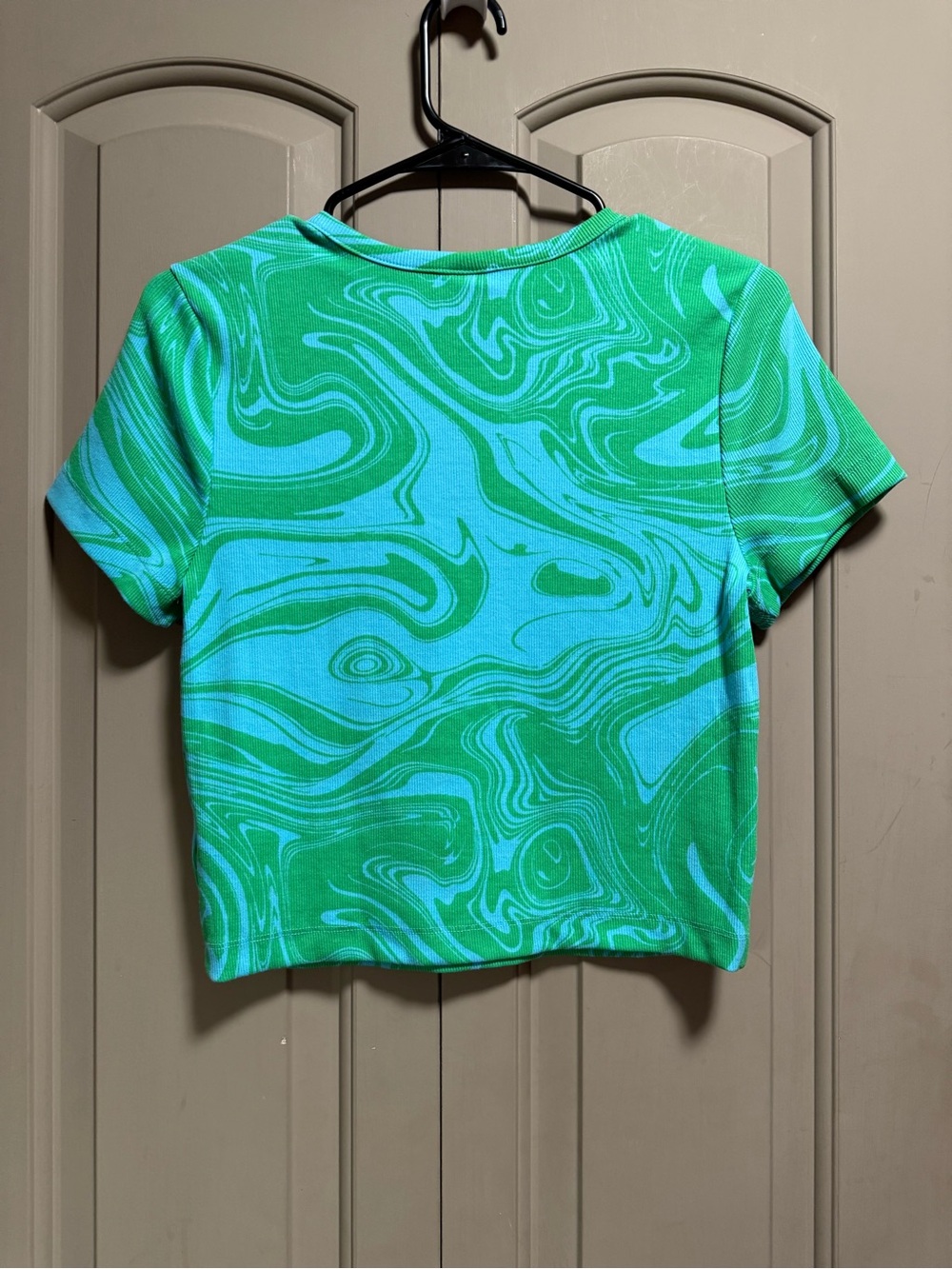 wild fable Green & Aqua Swirl Cropped Tee - Picture 3 of 4